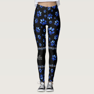 Leggings Nom personnalisé, pattes de chien de parties scint