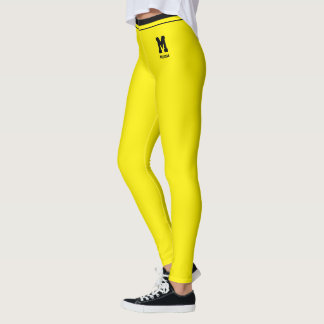 Leggings Nom personnalisé rayé jaune et noir mignon
