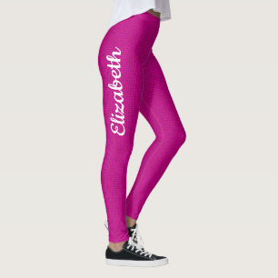 Leggings Nom personnalisé Texte Modèle Femmes rose moderne