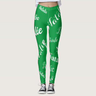 Leggings Nom personnalisé Typographie Police Kelly Green