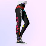 Leggings Nom répétitif personnalisé Légendes en gras noir<br><div class="desc">Amusant,  Gras,  Coloré,  Légendes. Entrez votre nom dans le modèle et il se répète comme magique.</div>