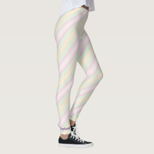 Leggings Nom, rose jaune et vert Pastel Stripe