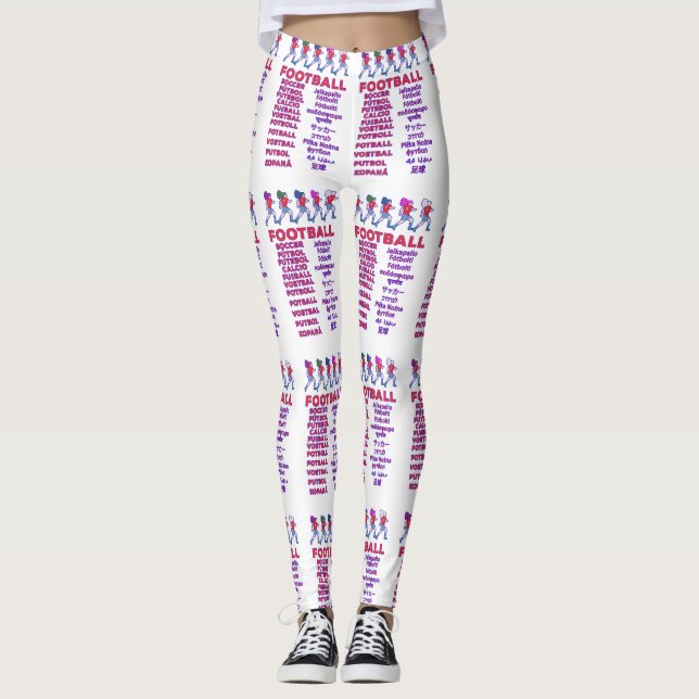 Leggings Noms de footballeuses multilingues pour fans de sp (Devant)