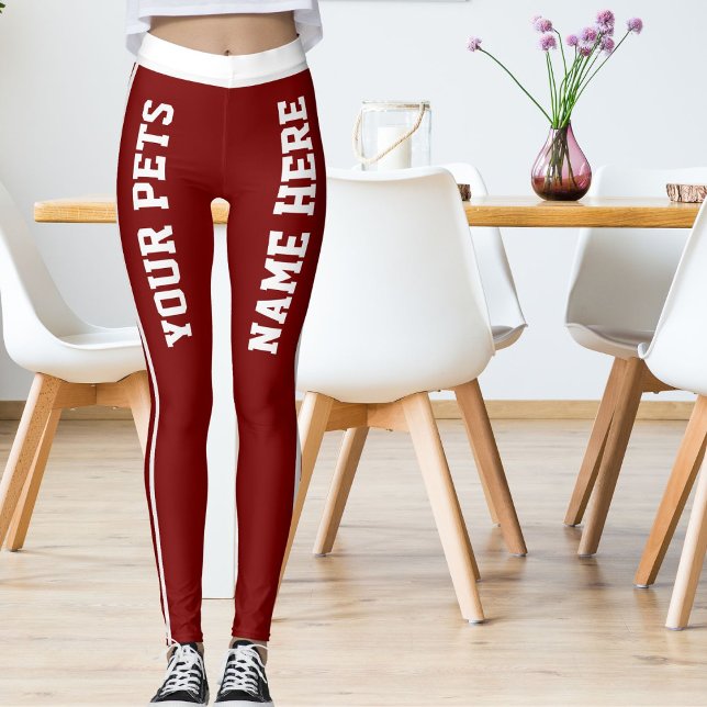Leggings Noms des animaux de compagnie blancs à rayures rou (Créateur téléchargé)