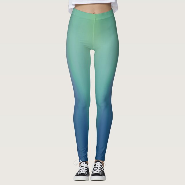 Leggings Northern Lights vert sur bleu (Devant)