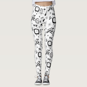 Leggings Nostalgique noir et blanc style pop art rétro