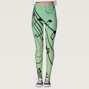 Leggings Notes de fantaisie Design de musique verte