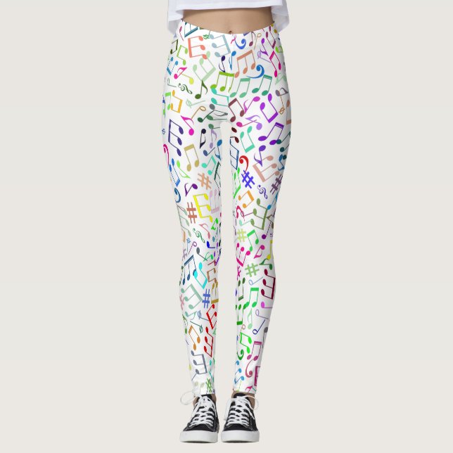 Leggings notes de musique arc-en-ciel rockstar (Devant)
