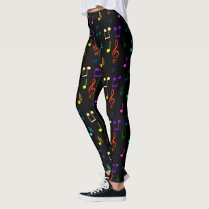 Leggings Notes de musique colorées Musicien Art de note de 