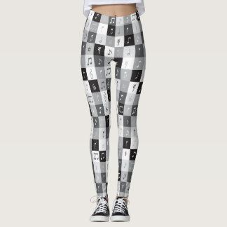 Leggings Notes de musique en niveaux de gris motif