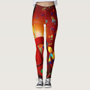 Leggings Notes de musique et symboles colorés