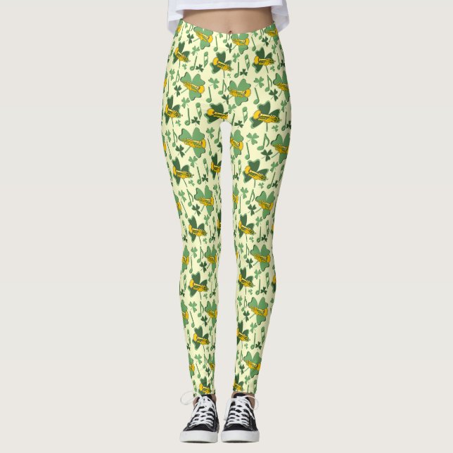 Leggings Notes de musique Shamrock de trompette (Devant)