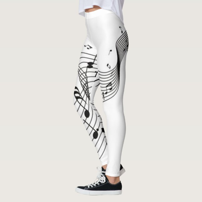 Leggings Notes de musique sur blanc  (Gauche)