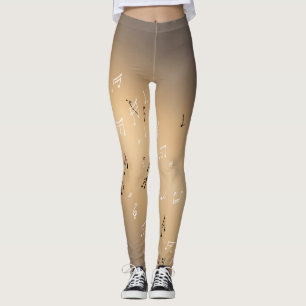 Leggings Notes musicales dans la lune brun doré clair