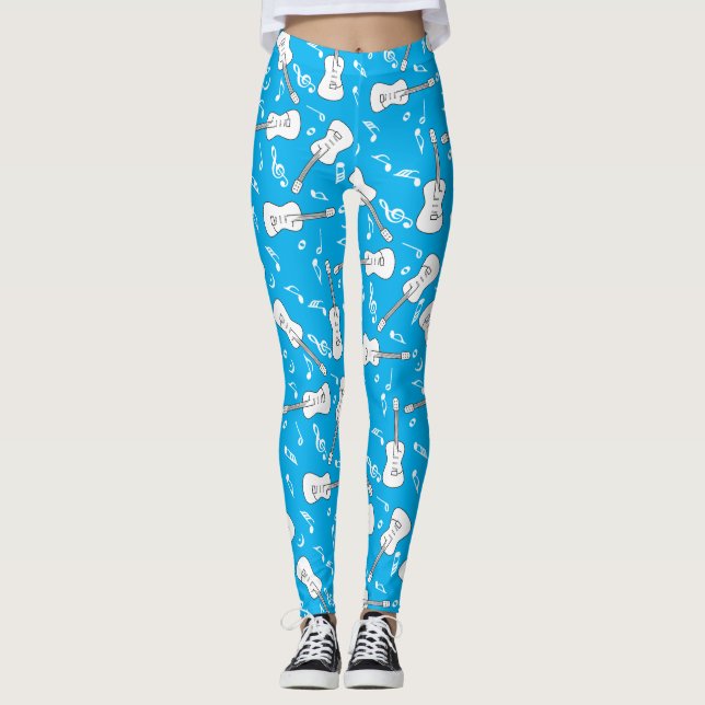 Leggings Notes musicales de Guitare Lines (Devant)