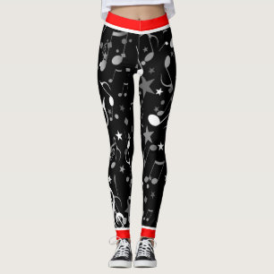 Leggings Notes musicales en noir/blanc/gris sur le Black av