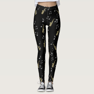 Leggings Notes musicales et saxophones Jazzy