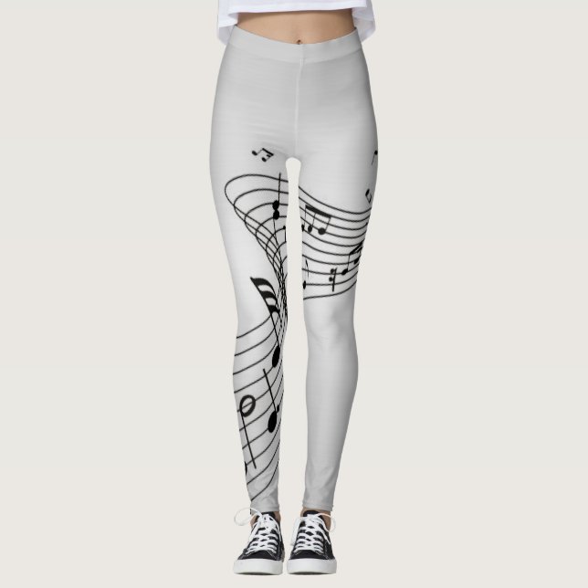 Leggings Notes musicales sur Argent (Devant)