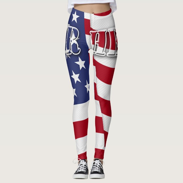 Leggings Notre héros avec le drapeau américain (Devant)