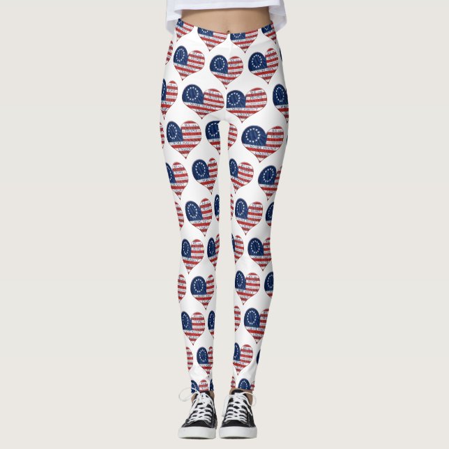 Leggings Nous Le Peuple Le Coeur Du Drapeau Américain (Devant)