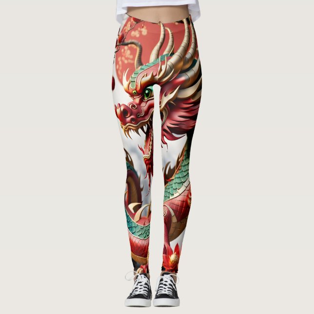 Leggings Nouvel An chinois Dragon Zodiac Anniversaire Leg02 (Devant)