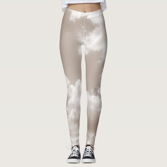 Leggings Nuages beiges doux 5 #nuages #art (Devant)