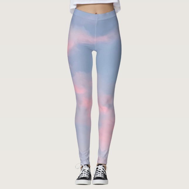 Leggings Nuages roses personnalisables (Devant)