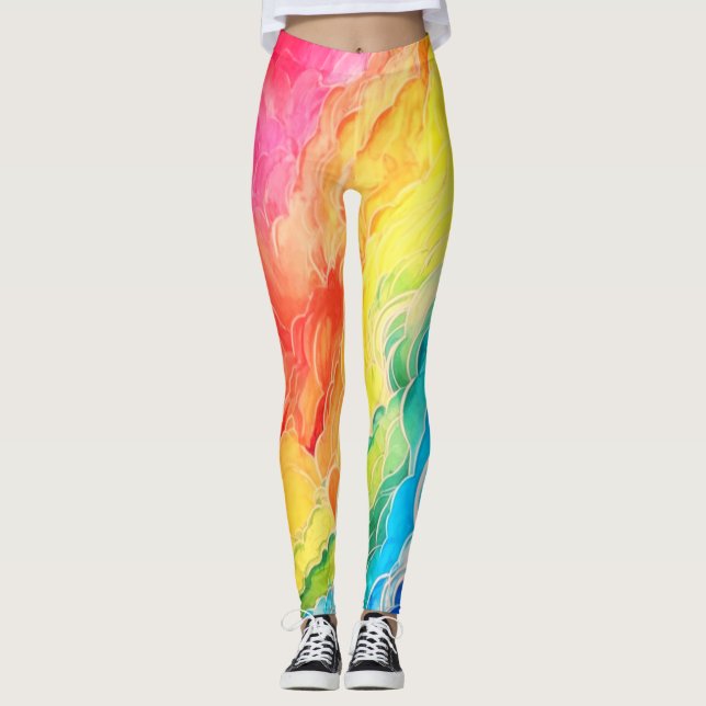 Leggings Nuages vibreux arc-en-ciel (Devant)