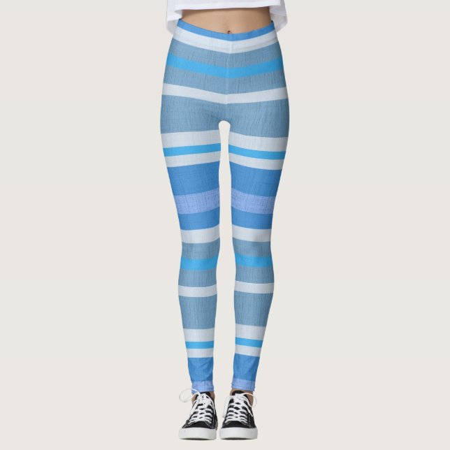 Leggings Nuances bleues horizontales (Devant)
