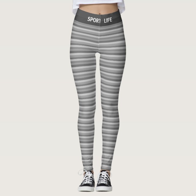Leggings Nuances de gris argenté rayé (Devant)