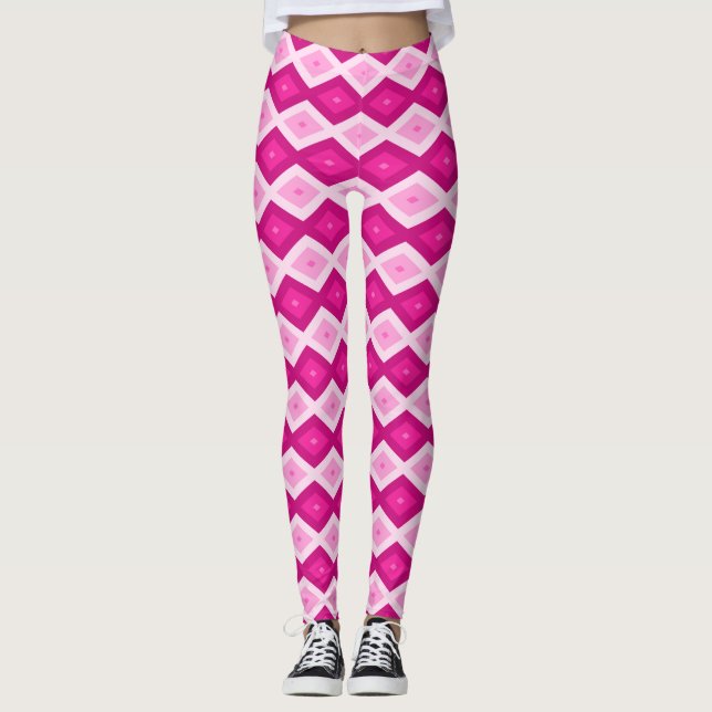 Leggings Nuances de motif de diamant fuchsia (Devant)