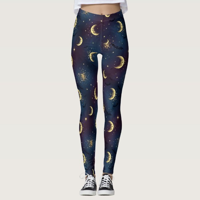 Leggings Nuit céleste d'Halloween Bokeh - Lune mystique (Devant)