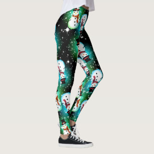 Leggings Nuit étoilée Noël du bonhomme de neige