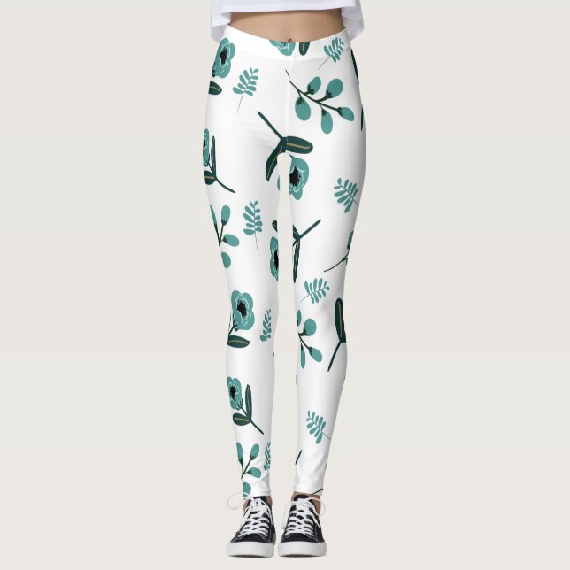 Leggings Nuit florale du jardin bleu (Devant)