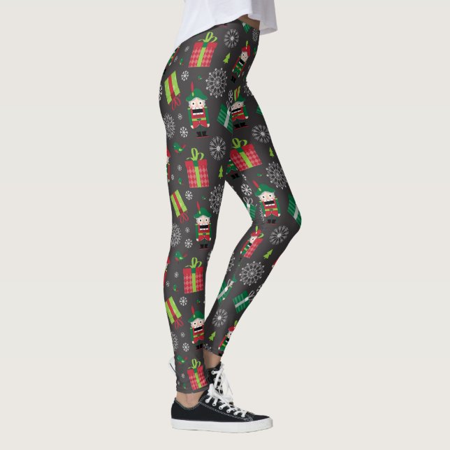 Leggings Nutcracker et présente le Motif de Noël sur Grey (Droite)