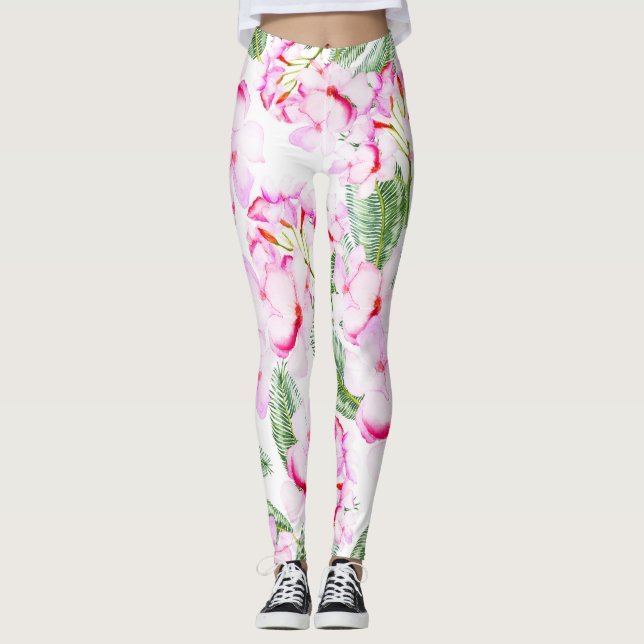 Leggings Oasis Botanique Tropical Feuilles Florales Vert Ro (Devant)