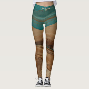 Leggings Oasis Désertique Terreux Turquoise Marron Moderne