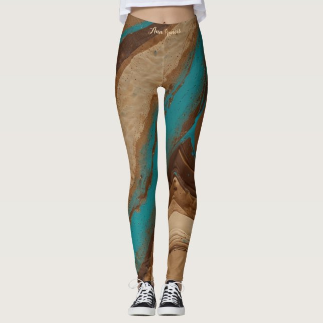 Leggings Oasis Désertique Turquoise Flow Marron Terreux Mod (Devant)