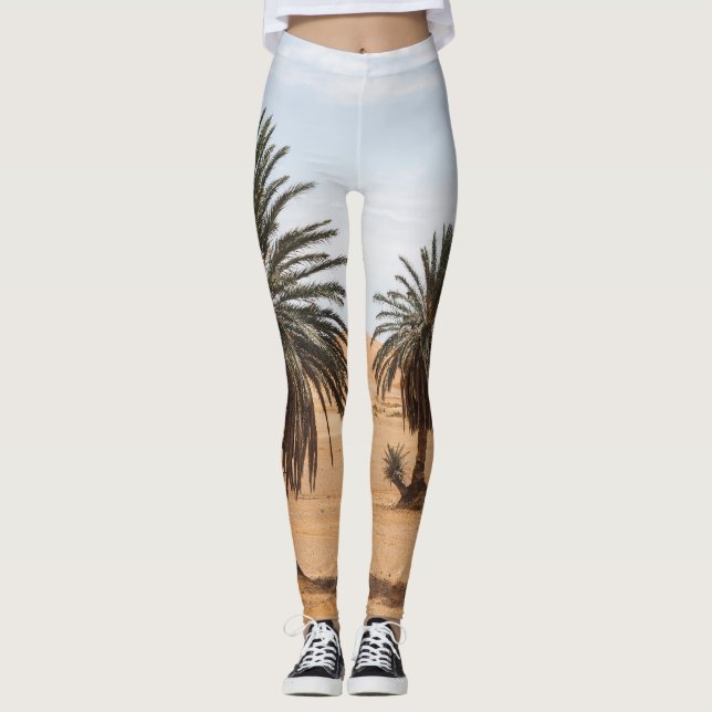 Leggings Oasis du désert : Paysage des palmiers du Sahara. (Devant)
