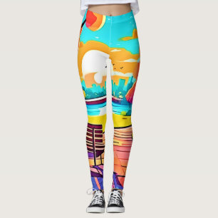 Leggings Oasis urbain Panorama du coucher du soleil