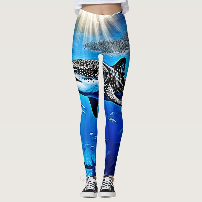 Leggings Océan Baleine Requin Giant Natation (Devant)