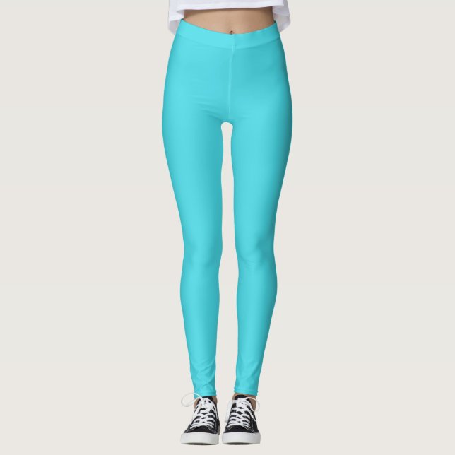 Leggings Océan bleu aqua couleur uni (Devant)