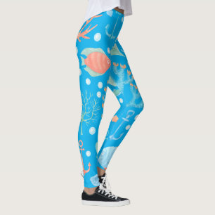 Leggings Ocean Fish Design Tights, Filles femmes