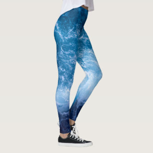 Leggings Océan - Vagues bleu foncé