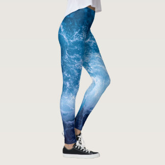 Leggings Océan - Vagues bleu foncé