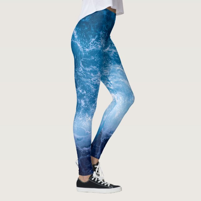 Leggings Océan - Vagues bleu foncé  (Droite)