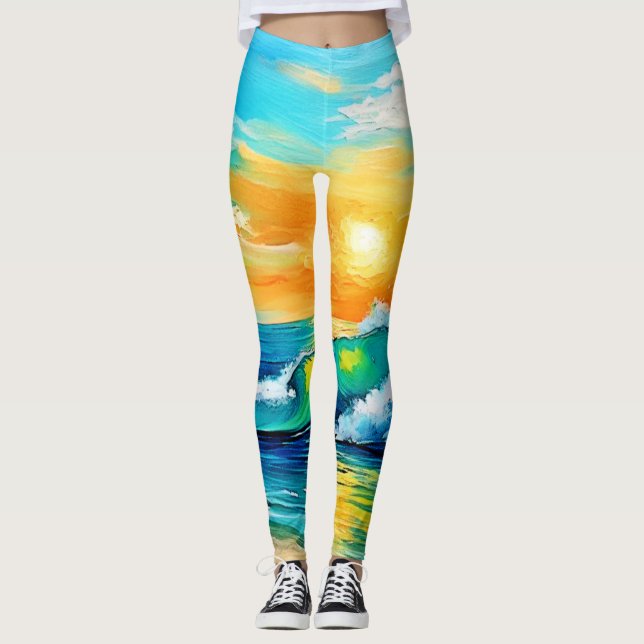 Leggings Ocean's Kiss : Sunset Waves (Devant)