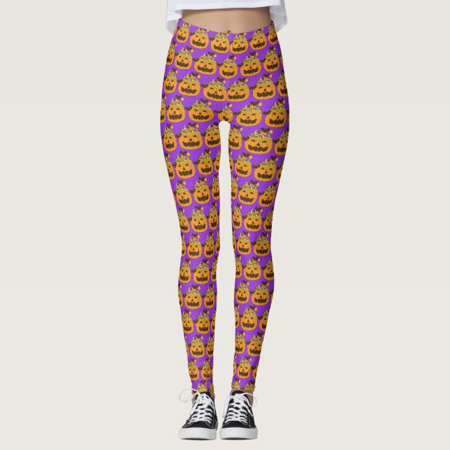 Leggings Octobre Éffrayant Halloween Candy Citrouille (Devant)