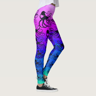 Leggings Octopodes sur le rose au vert - guêtres