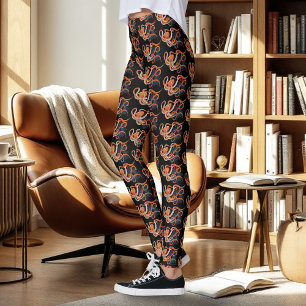 Leggings Octopus Orange Mandala bleu